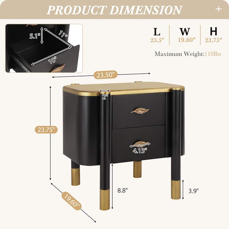 Christopher Knight Home- Zarabeth Wood Nightstand with Curved Profile Design