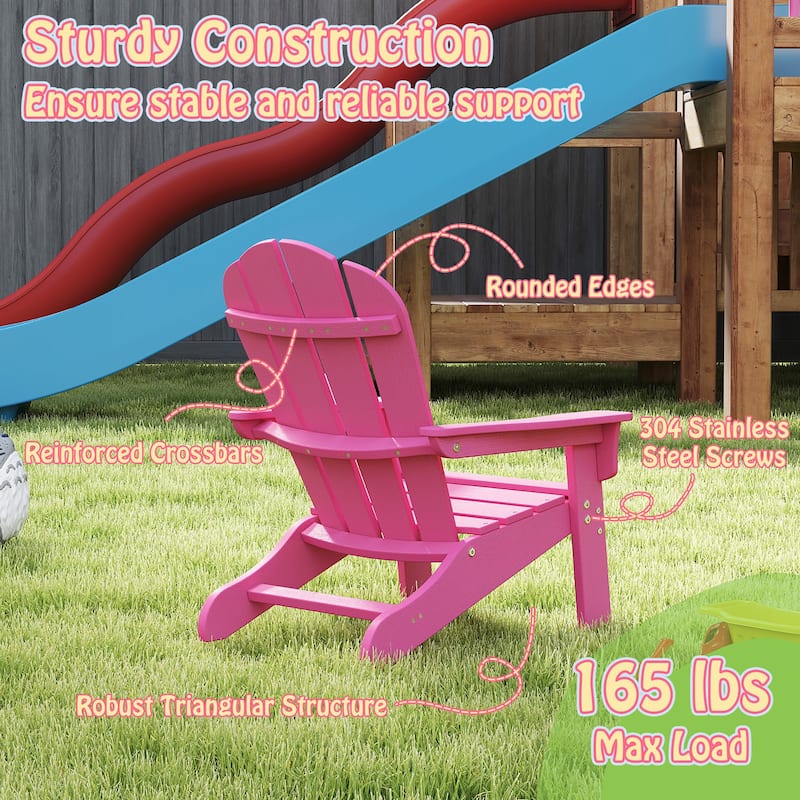 Gymax 2PCS Kid's Adirondack Chair All-Weather HDPE Toddler Lawn Chair
