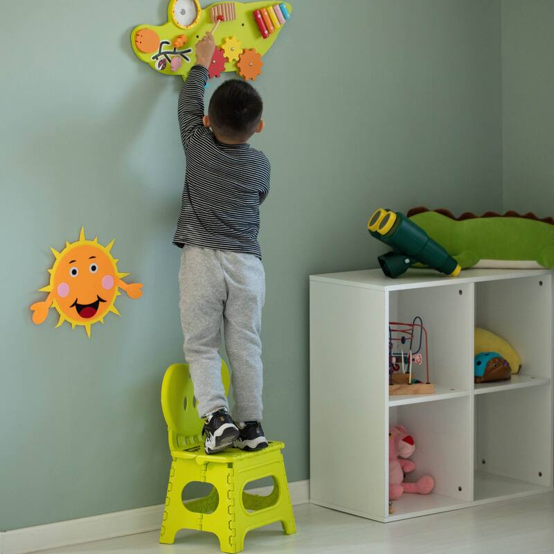 Plastic Foldable Step Stool with Back Support, Portable Chair with Handle, Kids Stepping Stool and Bathroom Stool