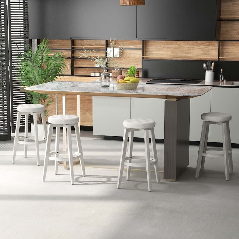 Gymax Set of 4 Swivel Bar Stools 30'' Bar Height Upholstered Seats