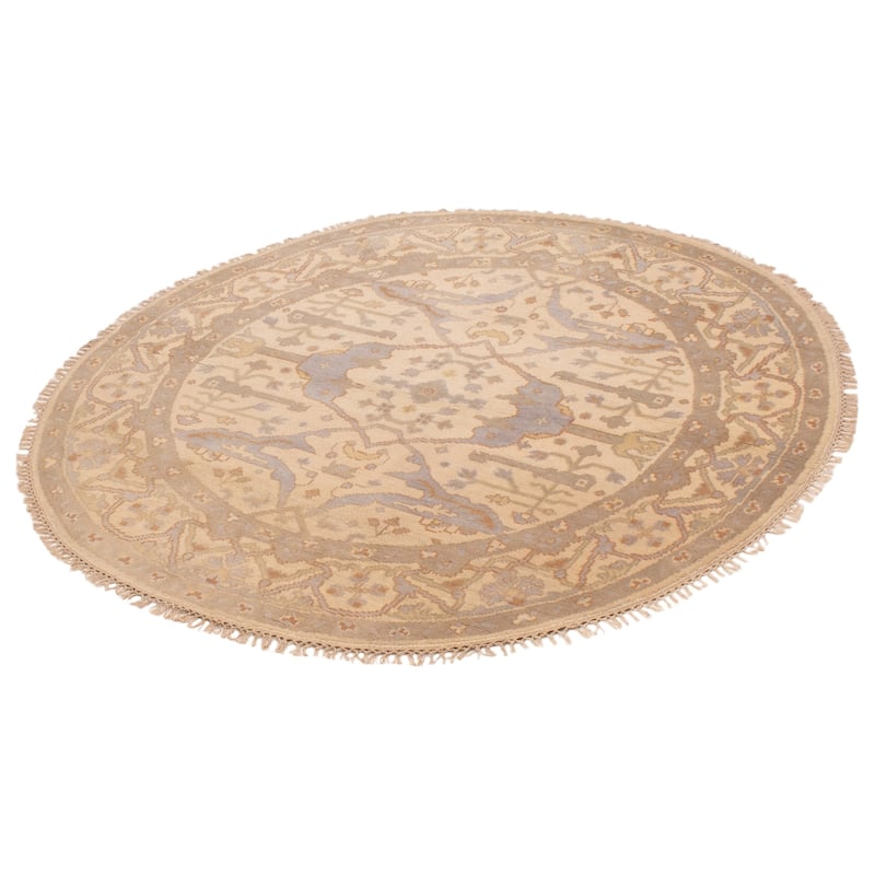 ECARPETGALLERY Hand-knotted Royal Oushak Ivory Wool Rug - 5'11 x 5'11