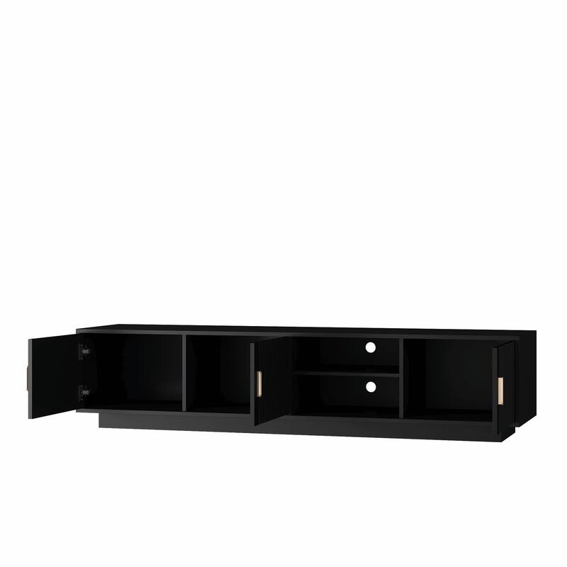 Mid-Century Modern TV Stand with LED Lights, Accommodates up to 80-Inch TV
