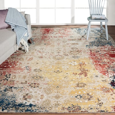 Theory Distressed Multi-Colored Abstract Area Rug