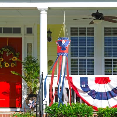 Glitzhome 60.25"H Patriotic Americana 3D Eagle Windsock