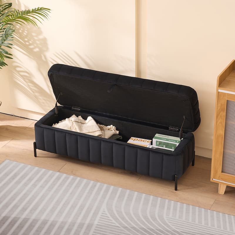49.21"Wide Velvet Storage Soft Bench