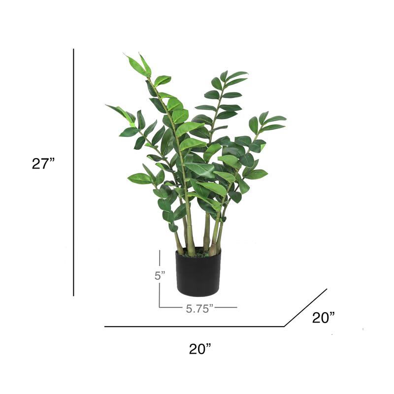 27in Real Touch Artificial Zamiifolia ZZ Plant in Black Pot - 27" H x 20" W x 20" DP