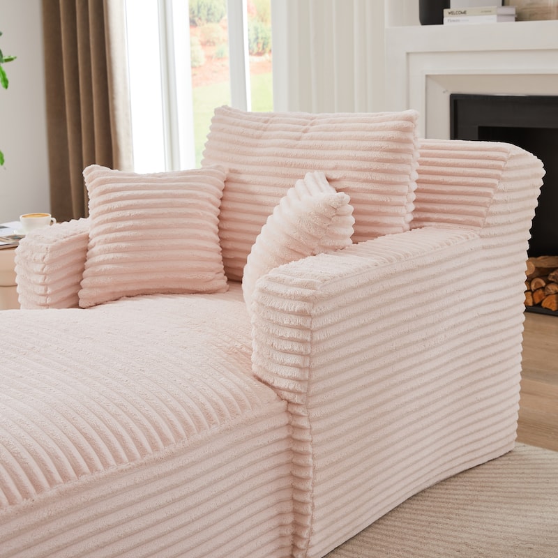 Indoor Single Chaise Sofa, Modern Corduroy Upholstery, No Assembly Required, Comfy Sleeper for Living Room, Office