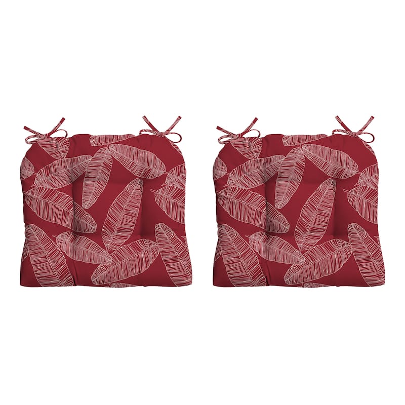 ARDEN Outdoor Wicker Chair Cushion (2 pack) - 18"L x 20"W - 18"L x 20"W - 18"L x 20"W - Red Leaf Palm
