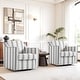 preview thumbnail 43 of 101, Modern Swivel Upholstered Armchair Accent chair Set of 2 LINEN STRIPE GRAY