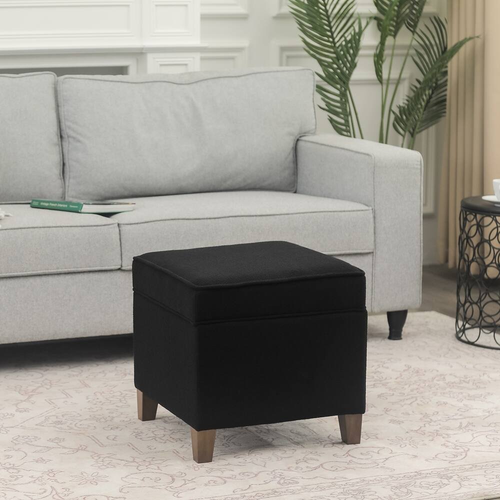 Adeco Square Storage Ottoman 17 inch Footstool