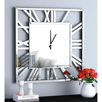 Large Wall Clocks Modern Mirrored Clock