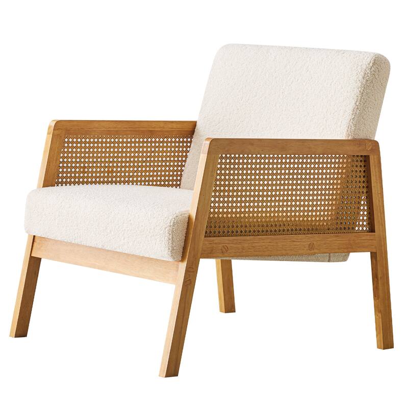 Sherpa Mid-Century Accent Chair with Solid Wood Frame and 330lb Capacity