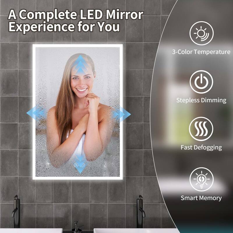 20" x 30" Lighted Recessed Medicine Cabinet with Mirror and Electrical Outlet