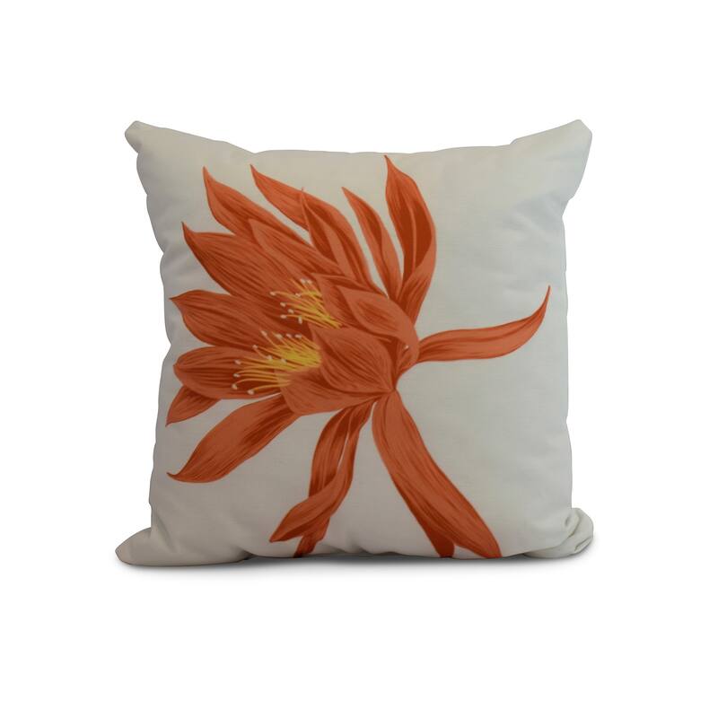20 x 20 Inch Hojaver Floral Print Outdoor Pillow - Orange