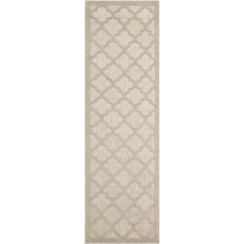 Nourison Easy Care Indoor/Outdoor Moroccan Trellis Area Rug - 2'2" x 7'6 - Cream