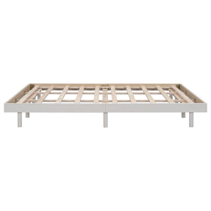 Modern Design Queen Floating Platform Bed Frame for White Washed Color