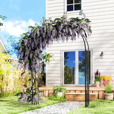 Outsunny 7.3ft Steel Garden Arch Trellis, Garden Arbor Trellis for Climbing Plants Roses Wisteria Vines, Flower Arch Wedding