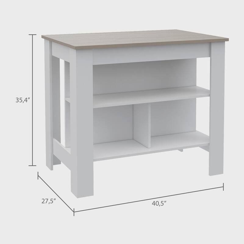 Kitchen Island with Four Legs, Three Shelves
