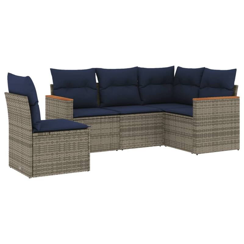 vidaXL Patio Sofa Set with Cushions Outdoor Conversation Furniture Poly Rattan - 24.4x 24.4x 27.2