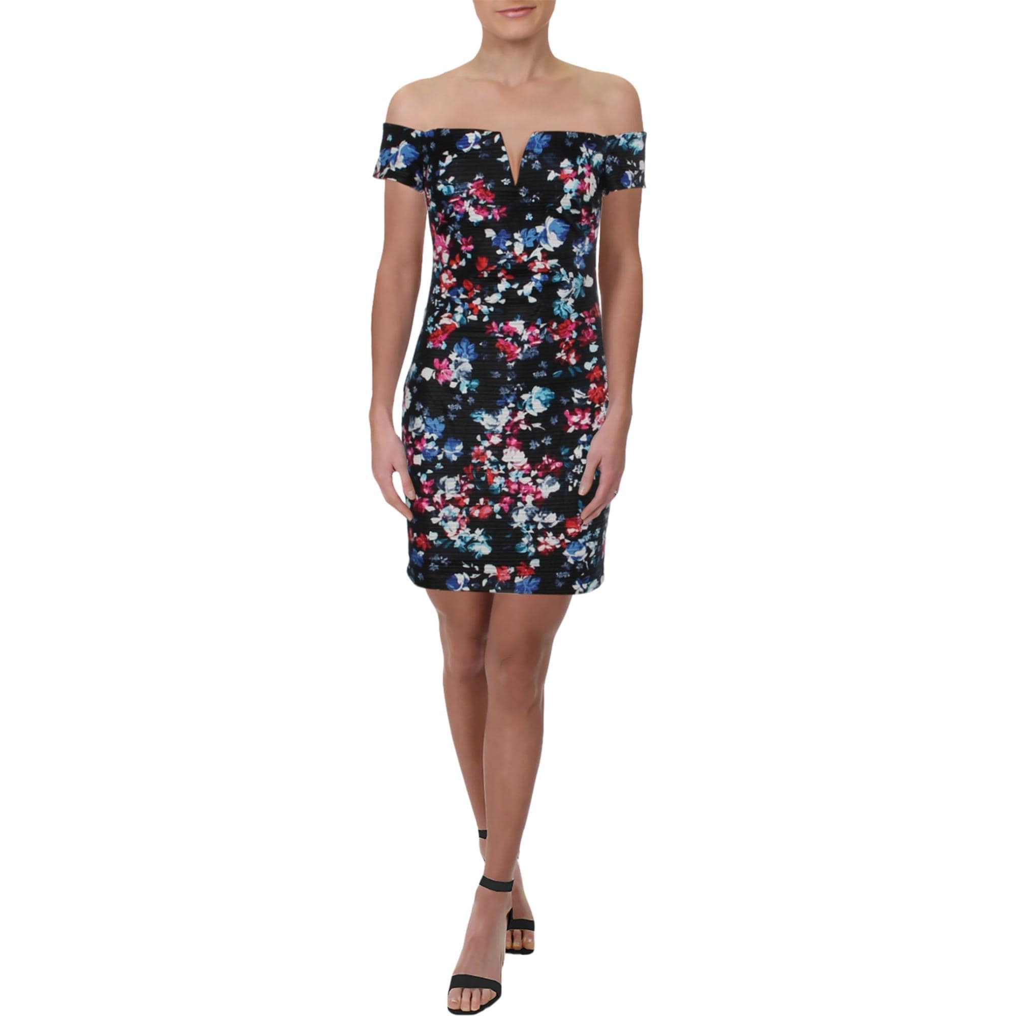 guess printed off the shoulder dress