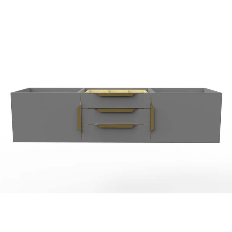 Alpine 60" Wall Mounted Bathroom Vanity (Base Only) - Grey - Gold Finish
