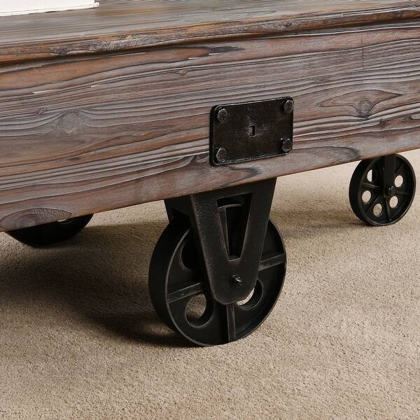 Firstime Co Factory Farmhouse Cart Coffee Table American Crafted Rustic Espresso Wood 47 25 X 27 5 X 18 In Overstock 27982473