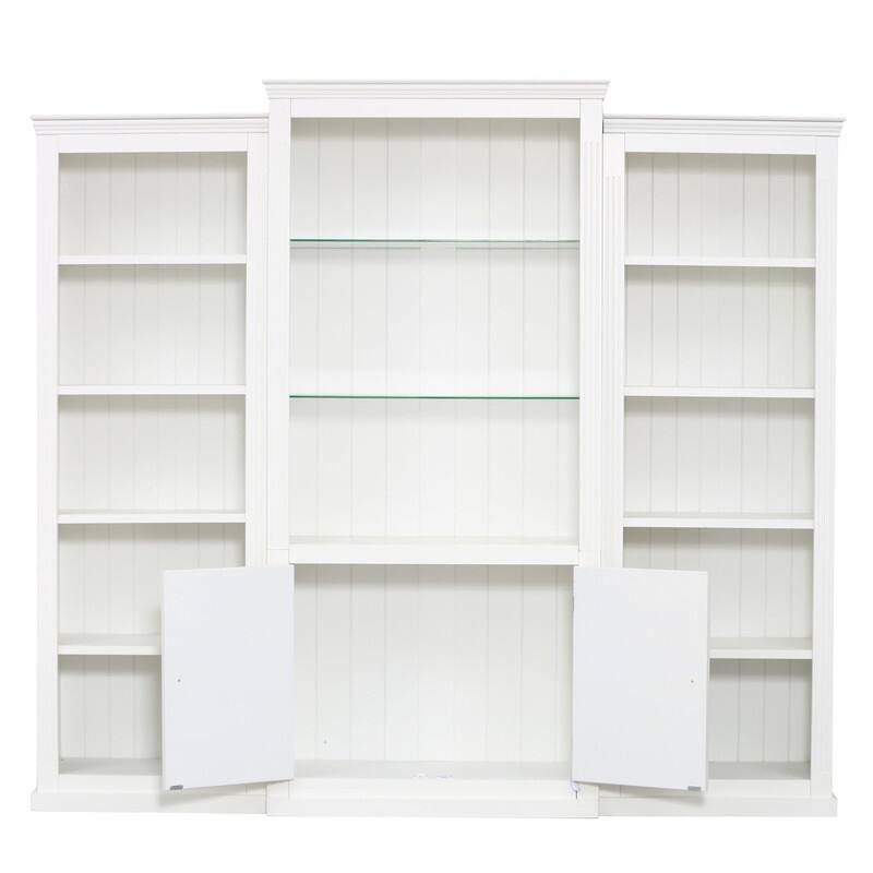 Farmhouse 3-Piece 78.75"Tall Bookcase Cabinet with and 4-Tier Display Shelf Adjustable LED Lighting