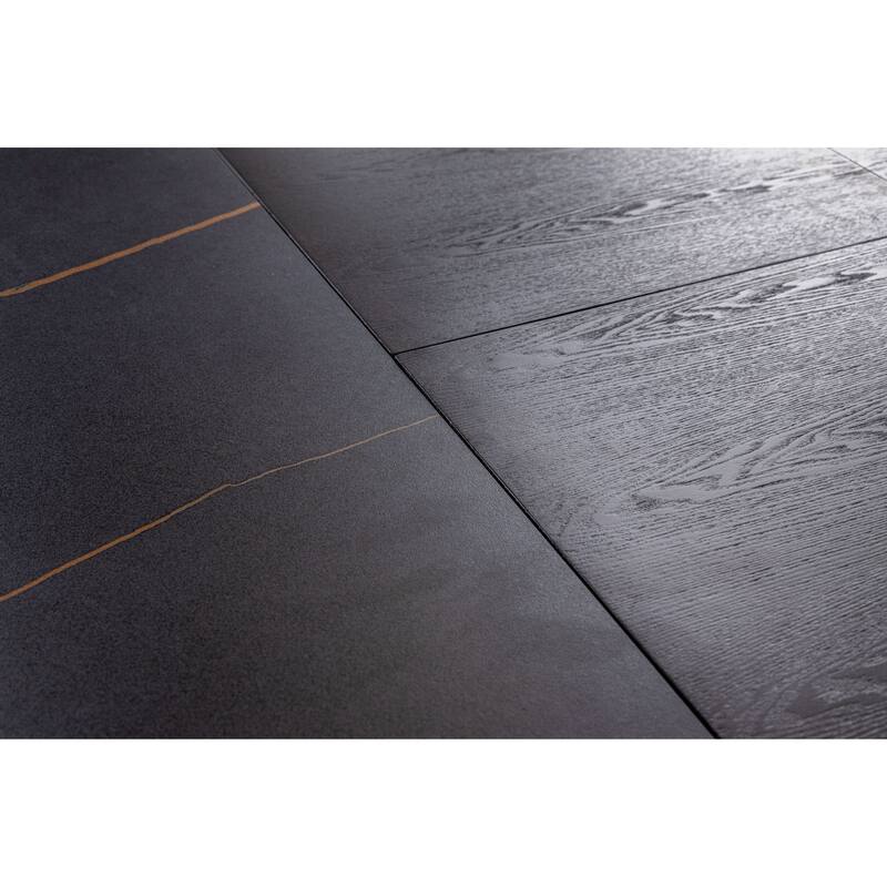 Cid Julie Dining Table, 79-118 Inch Extendable Black Ash Ceramic Top