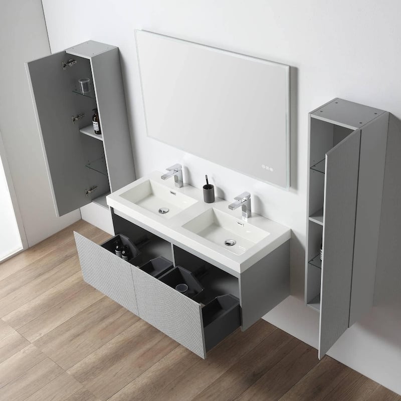 Blossom Positano 48" Floating Double Sink Vanity with Side Cabinets