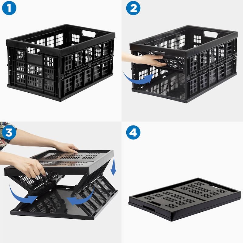 Work-It! Collapsible Milk Crates | 49 Liter Stackable Storage Bins | Set of 3