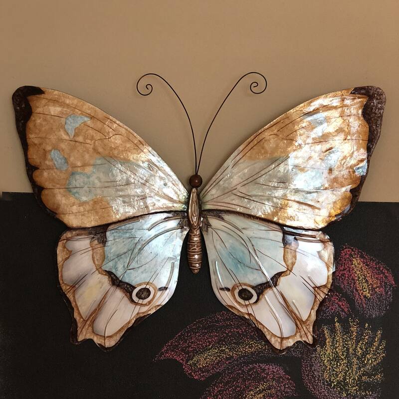 Butterfly Wall Decor Copper With Aqua (m2006) - 1 x 18 x 13