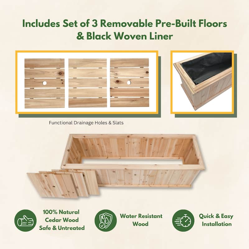 BloomBox Wooden Raised Garden Bed Backyard Patio for Herbs, Flowers, Vegetables with Drainage Holes