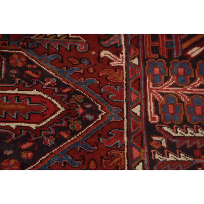 Hand Knotted Oriental 100% Wool Carpet Traditional Medallion Red Heriz Area Rug - 11' 1'' X 8' 5''