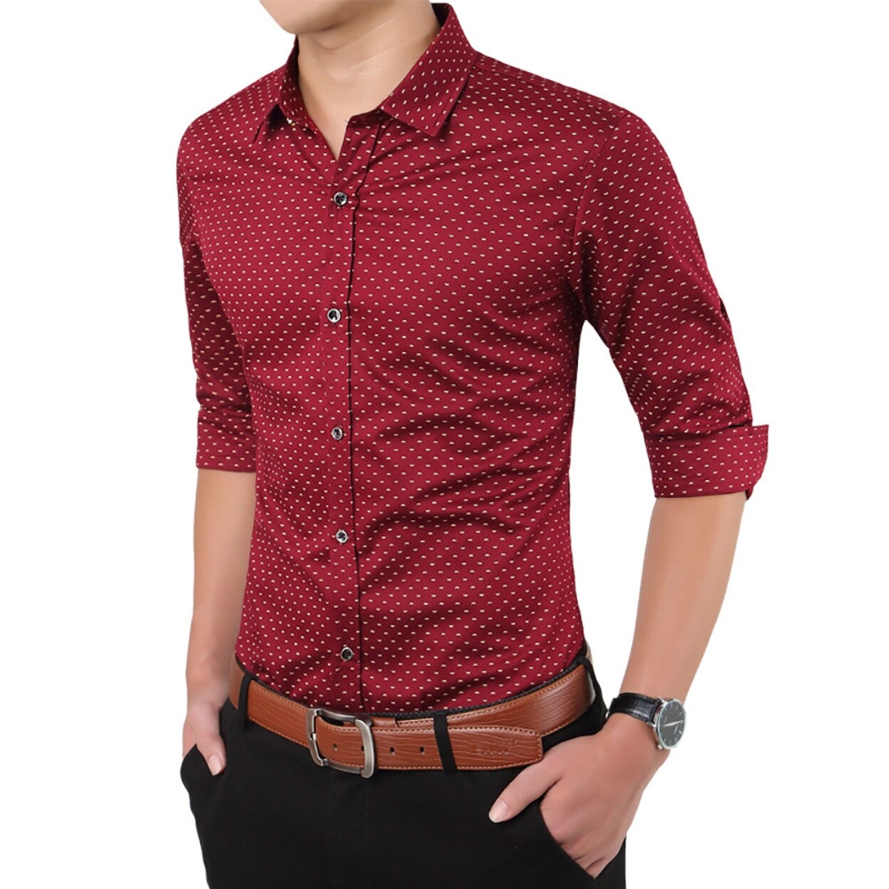 maroon business shirt