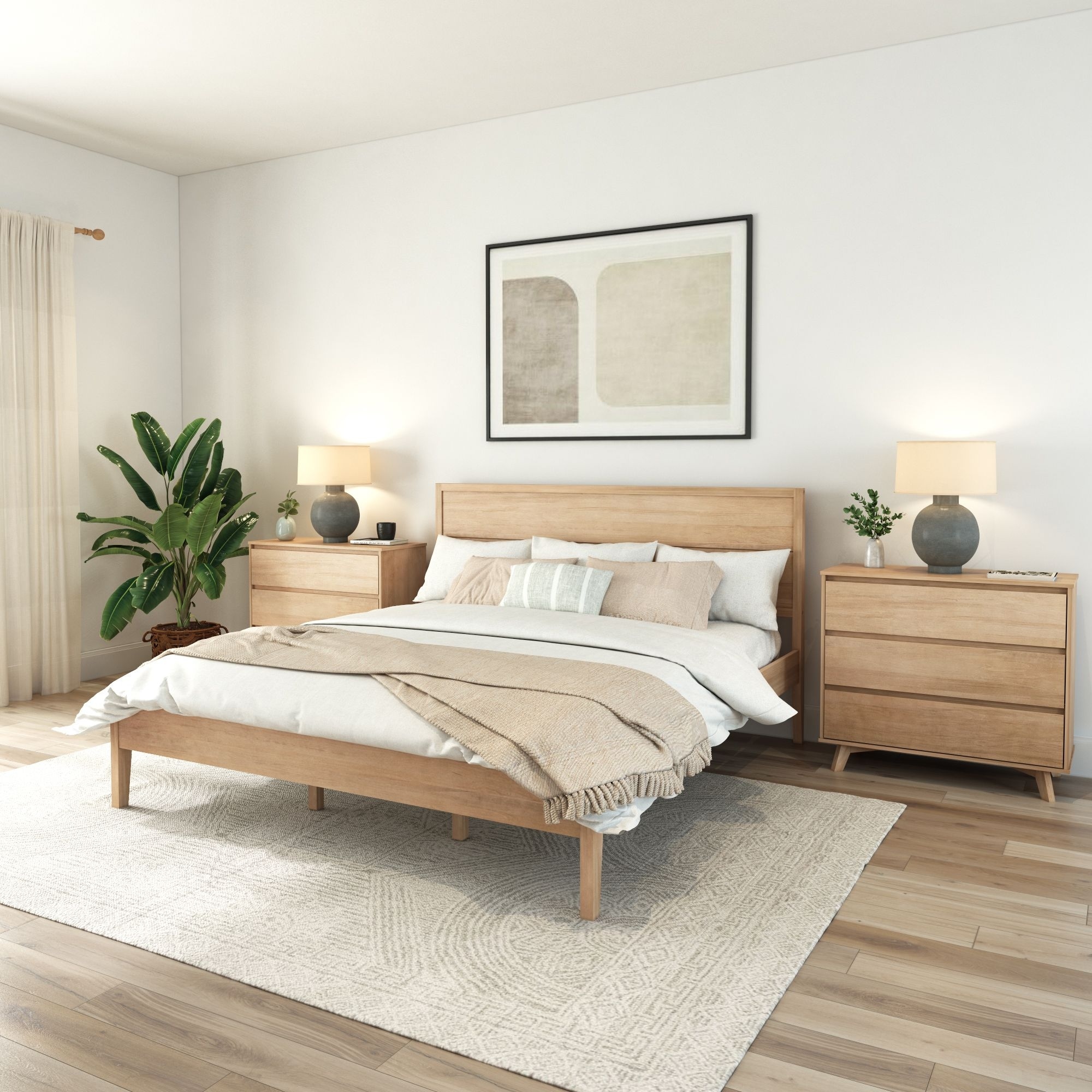 Haven King Platform Bed with Wood Headboard