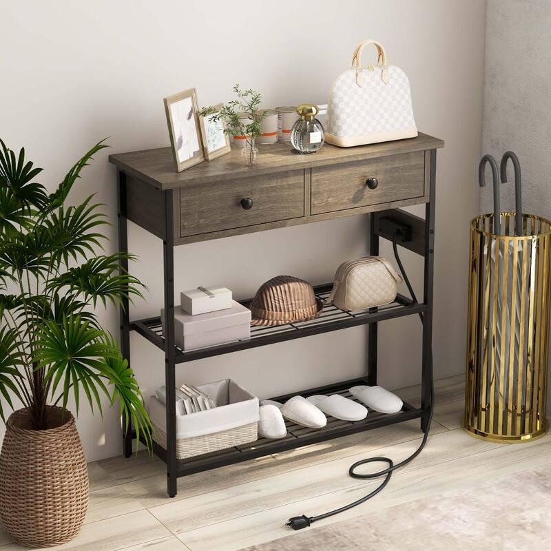 Costway Entryway Table with Charging Station Narrow Console Table with - See Details