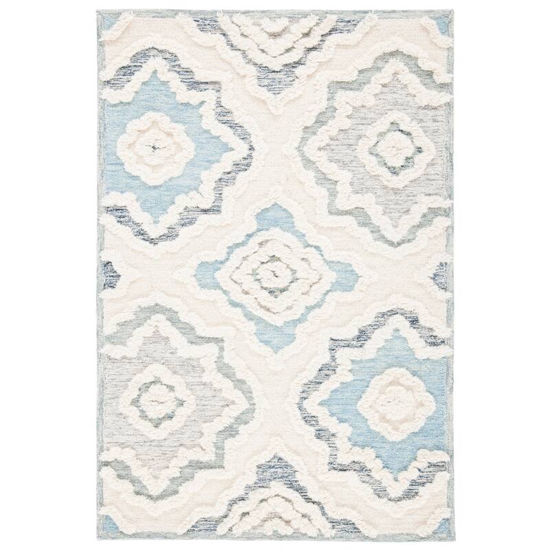 SAFAVIEH Handmade Metro Zhetchka French Country Wool Rug - 4' x 6' - Ivory/Light Blue