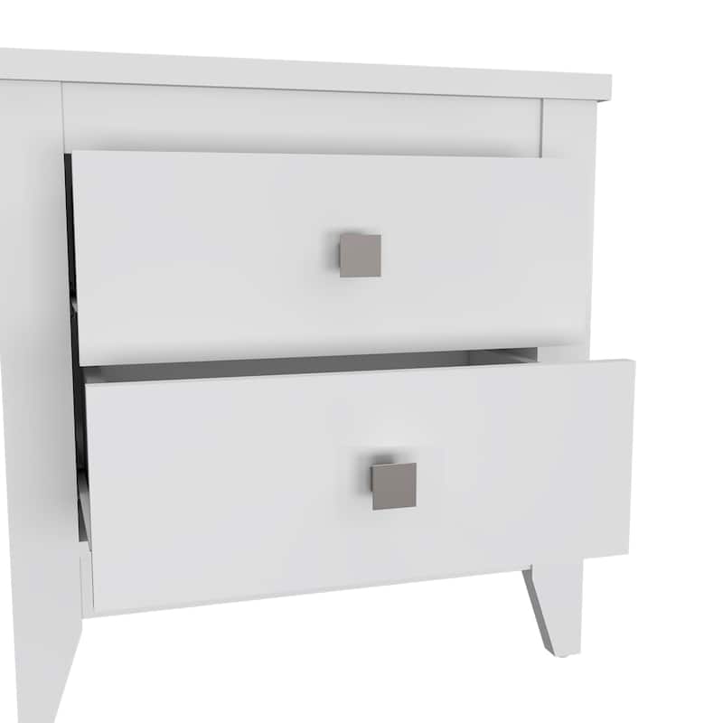 Nightstand More,Two Shelves,Four Legs,White Finish，for Living Room,and Dining Room