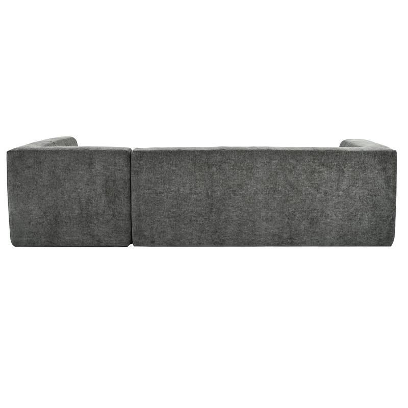 112"x74" Modular Gray Chenille L-Shape Sofa Set, 2pcs Free Combo, Easy Assembly