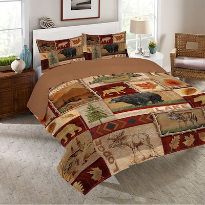 Laural Home Lodge Collage Queen Quilt Set