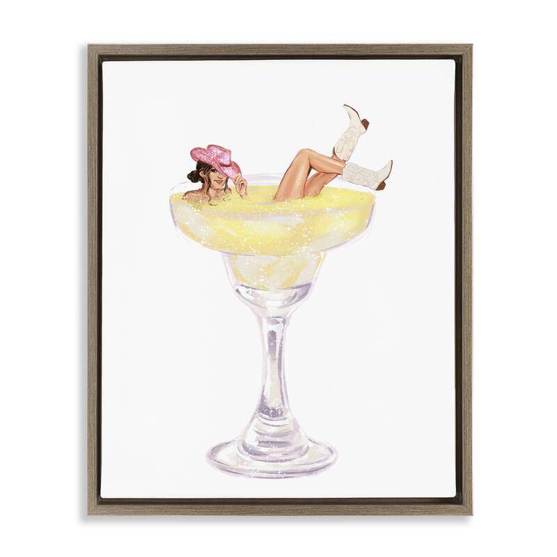 Stupell Glam Cowgirl in Margarita Framed Floater Canvas Wall Art Design By Ziwei Li - 17 x 21 - Brown