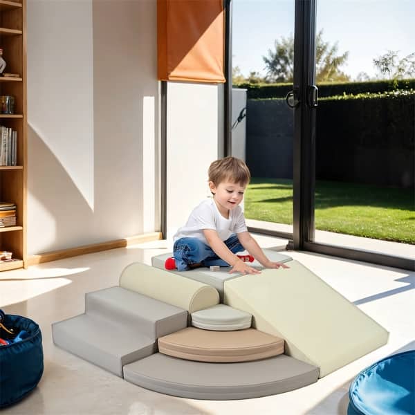slide 2 of 35, 7 Piece Pizza Shape Foam Climbing Blocks for Toddlers