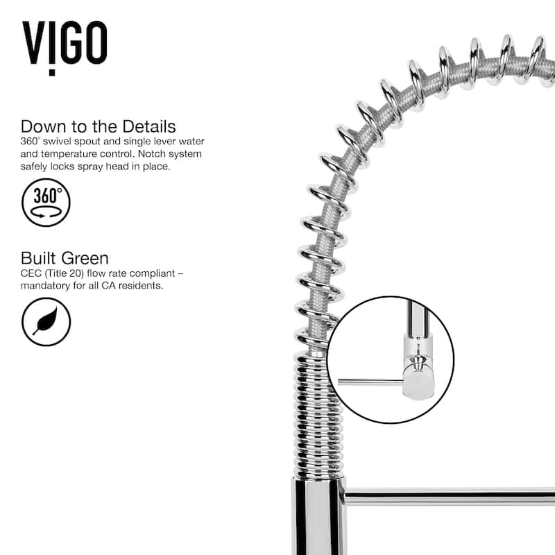 VIGO Laurelton 22" H Single Handle Pull-Down Sprayer Kitchen Faucet