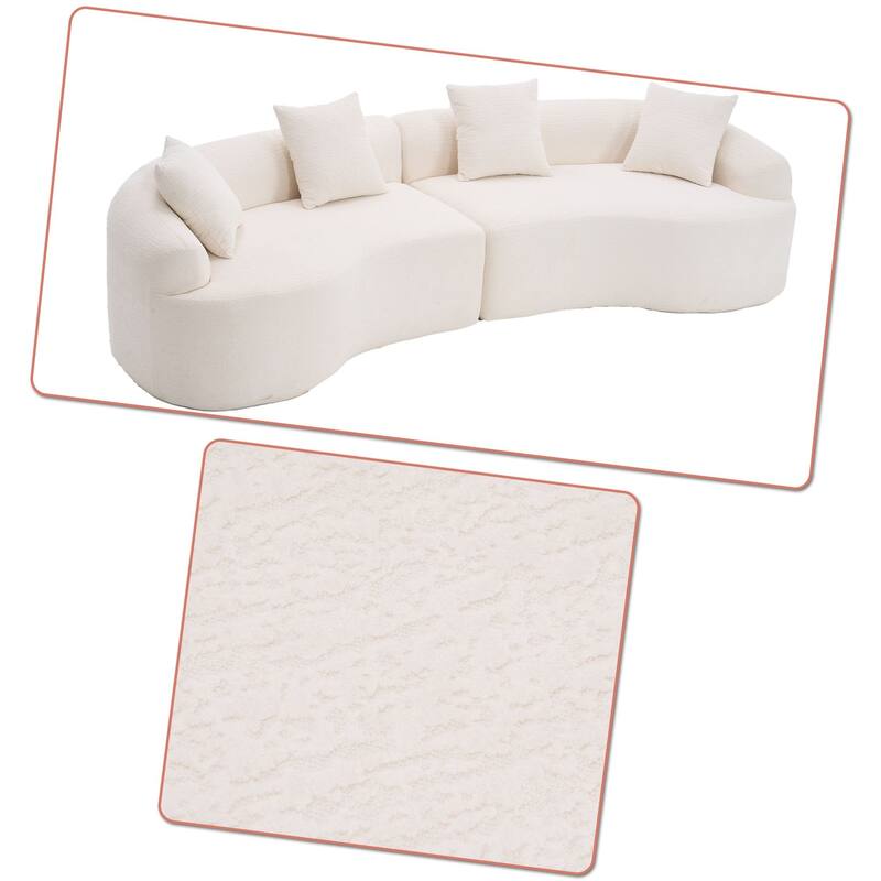 Modern Minimalist 3-Seater Frame-Free Compressed Chenille Upholstered Sectional Sofa
