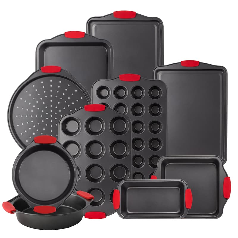 Country Kitchen Nonstick Stackable Bakeware Set - Durable, Easy Release Baking Set, Cream, 13 Pcs