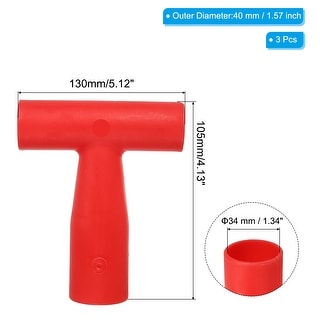 3Pcs 34mm Shovel T Grip Handle PP Shovel Handle Replacement T Shaped - Red