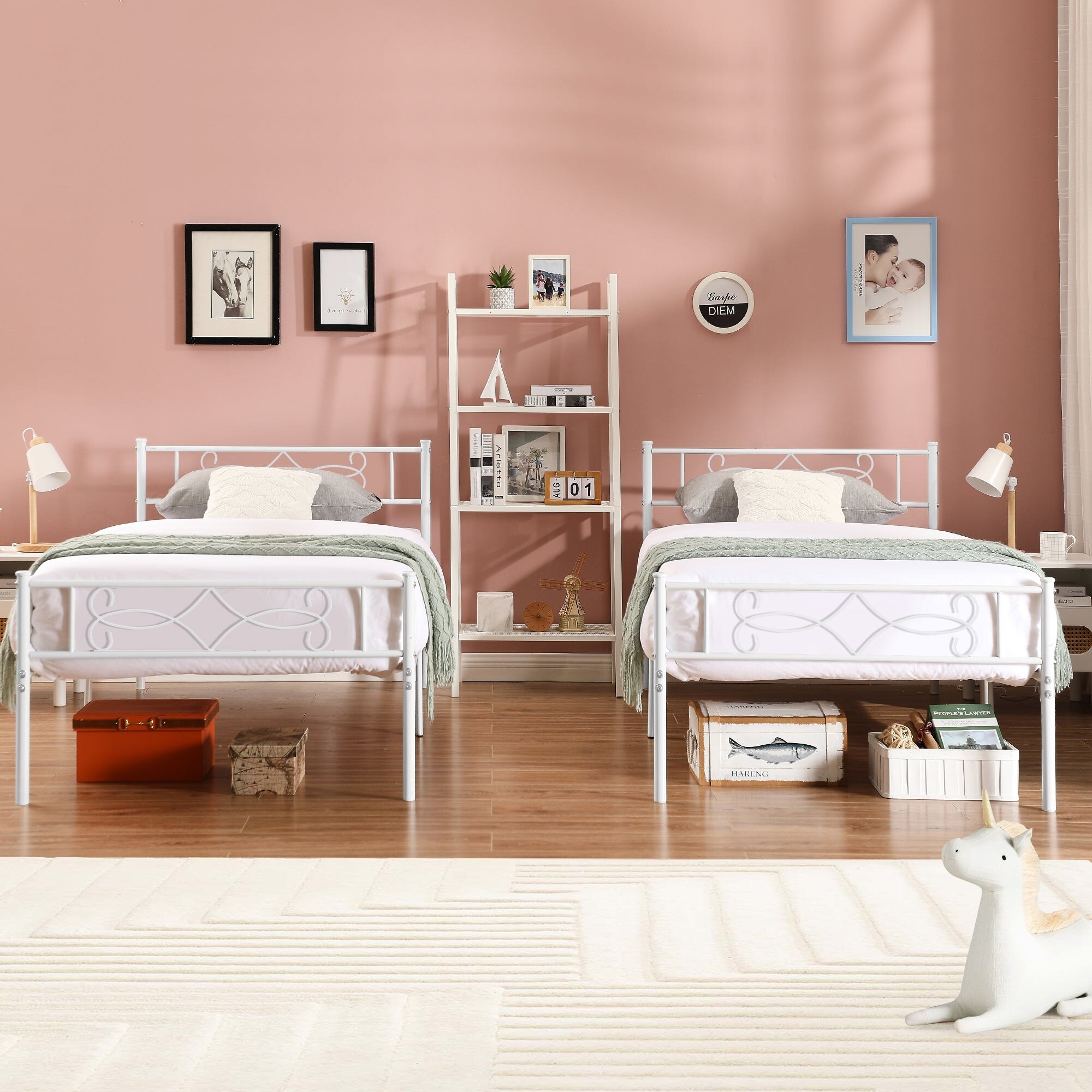 Javlergo Set of 2 Twin Size Metal Platform Bed Frame with