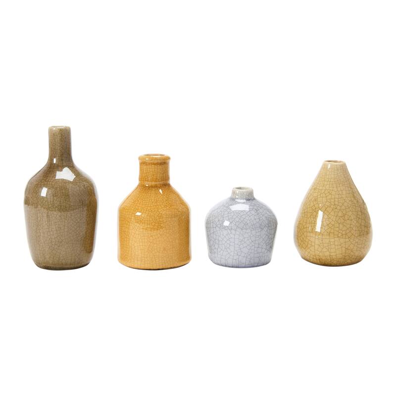 Stoneware Bud Vases in Crackle Glaze
