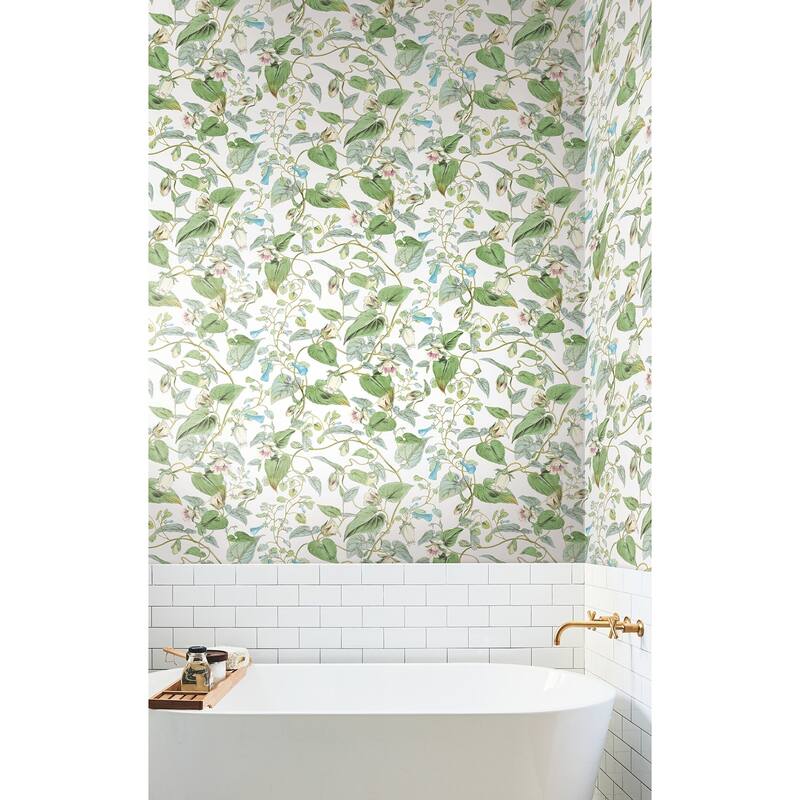 York Wallcoverings Moon Flower White Wallpaper