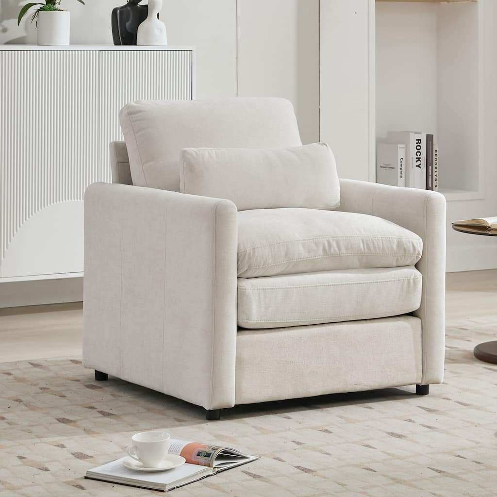 Upholstered Armchair Oversized Comfy Cloud Sofa Double Cushion Single Sofa Plush Cushion Armchair for Living Room